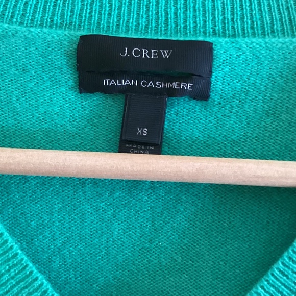J Crew 100% Italian Cashmere V-Neck Long Sleeve Teal Green Sweater Oversized - Picture 2 of 7